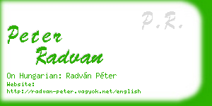 peter radvan business card
