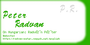 peter radvan business card